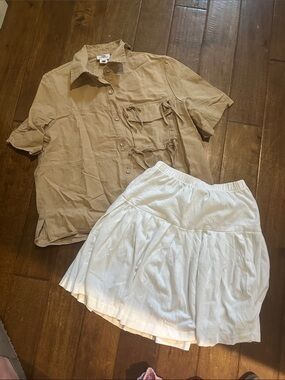 Cream Tiered Skirt - Lightweight Women’s Skater Style
